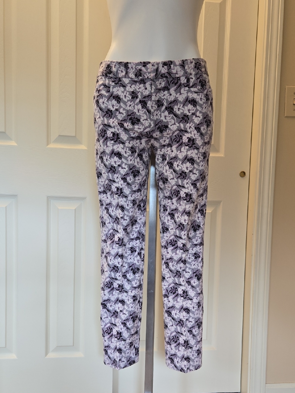 Banana Republic Lavender and Black Floral Crop Pants